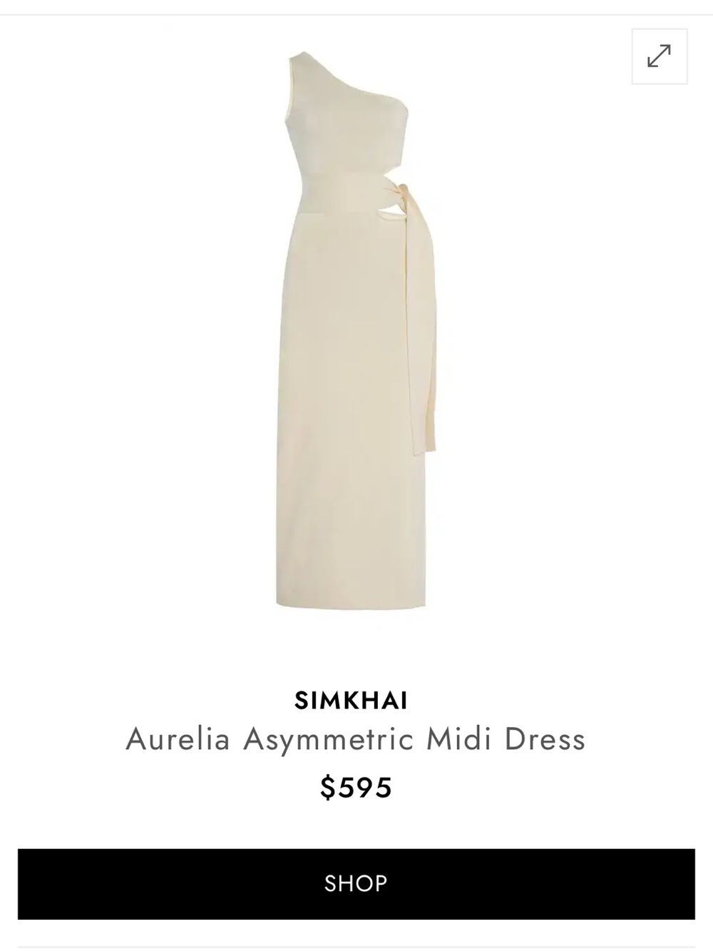 Jonathan Simkhai One-Shoulder Cream Midi Dress with Side Tie